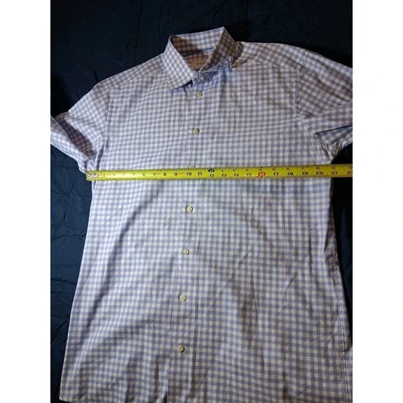 Eton Contemporary Shirt Men Size 41 16 Purple Check Long Sleeve Cotton Button Up